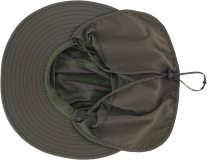 UPF 50+ Mens Wide Brim Fishing Hat with Neck Flap Sun Hat for Men Women Sun Protection Cap
